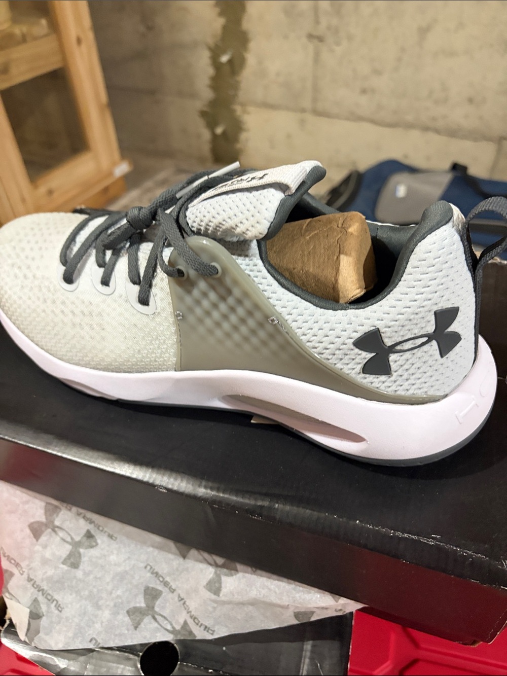Under Armour Men’s Light Gray and White Training Sneakers